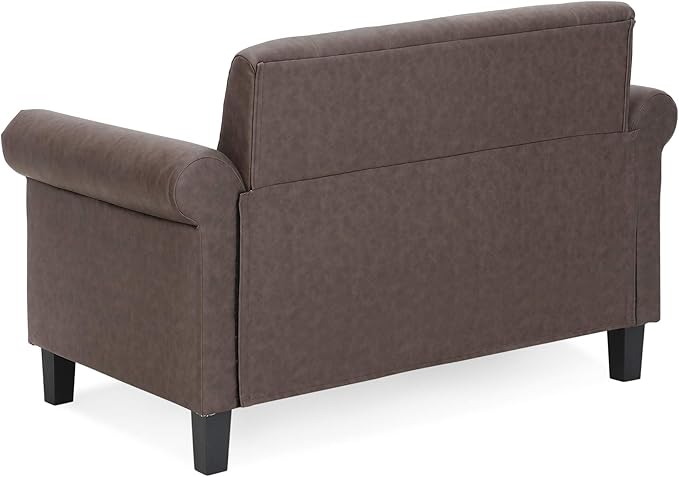 Furinno Bastia Vintage Modern Chesterfield Button Tufted Loveseat/Sofa Couch for Living Room Brown Faux Leather