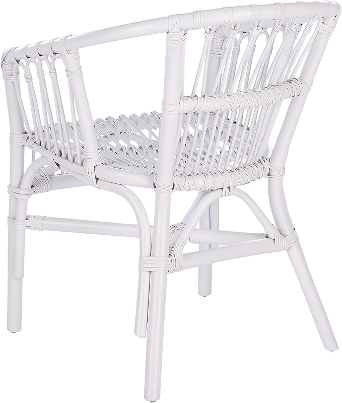 Safavieh Home Adriana Coastal White Rattan (Set of 2) Accent Chair (ACH6505B-SET2)