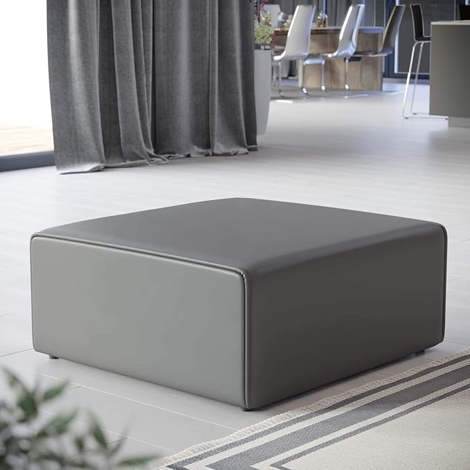 Modway Mingle Vegan Leather Ottoman in Gray