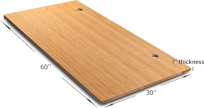 VWINDESK 60 x 30 x 1 Inch 100% Solid Bamboo Desk Table Top Onlyfor Standing Desk Home Office Desk with 60mm Grommets(Right Angle)