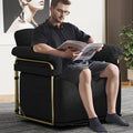 Swivel Accent Chairs 360 Swivel arm Chairs for Bedroom Club Chair with Back Gold Frame Tall Base for Office and Living Room (Black)