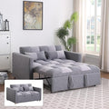 Sleeper Loveseat Pullout Sofa Bed 3 in 1 Convertible Couch Bed Pull Out Sofabed with 2 Pillows Adjustable Backrest Teddy Fabric Grey