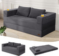 MeMoreCool Futon Couch Convertible Sofa Bed Queen Folding Floor Couch Bed with Pillow Corduroy Grey Foldable Sofa Sleeper Fold Out Boneless Loveseat Lounge for Living Room Small Spaces