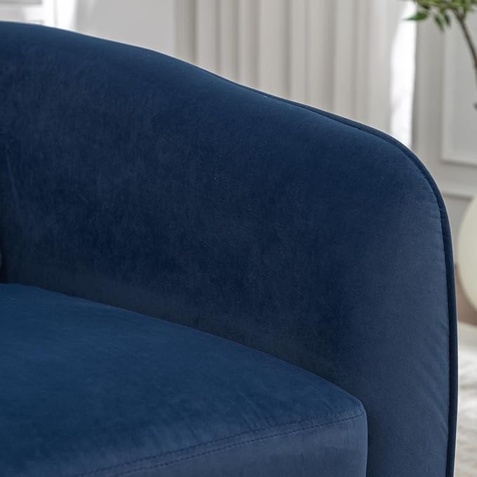 MINCETA Accent Chairs Set of 2 360° Swivel Barrel Chair with High Density Foam Oversized Reading Chair with Performance Fabric Upholstered Armchair for Living Room Bedroom Apartment Navy Blue