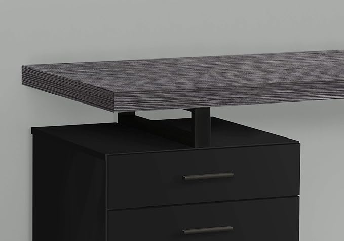 Monarch Specialties Computer Desk with File Cabinet - Lef or Right Set- Up - 48L (Black - Grey Top)