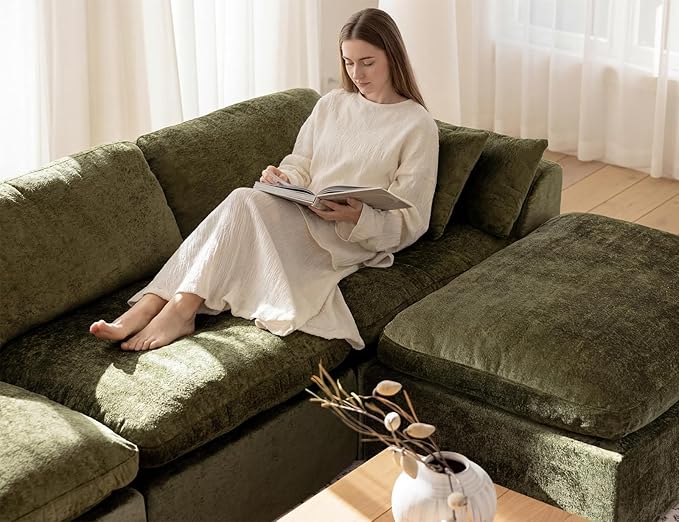83 Cloud Loveseat Sofa Modular Sectional Sofa for Living Room Bedroom and Small Space Boneless Design No Assembly Required Olive Green