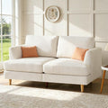 Loveseat Sofa 56 Small Couches for Small Spaces Love Seat with 2-Seat Upholstered Cushion Mid Century Modern Sofa Couches for Living Room Deep Couch for Bedroom Apartment Beige