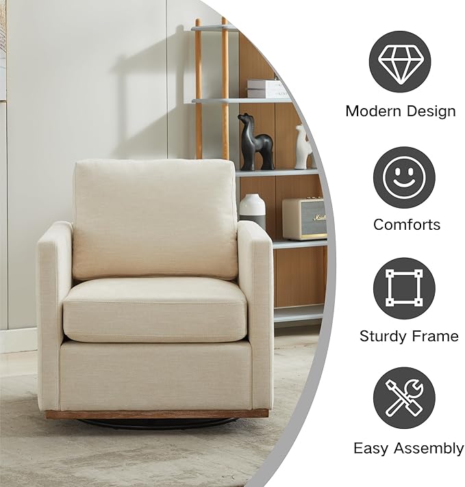 Chifee &amp Vingol 30.7 W Mid Century Modern Swivel Accent Chair for Living Room Set of 2Beige