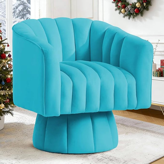 YSICK Swivel Accent Chair360°Swivel Barrel Chairs Mid-Century Chair with Wide Upholstered Modern Velvet Fabric Round Armchair for Living Room Lounge Bedroom