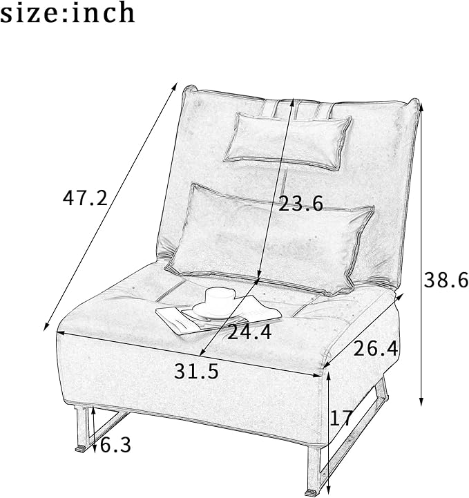 Accent Chair TV Chair Living Room ChairLazy Recliner Comfortable Fabric Leisure SofaModern High Back ArmchairBalcony Study Reading Corner Chair