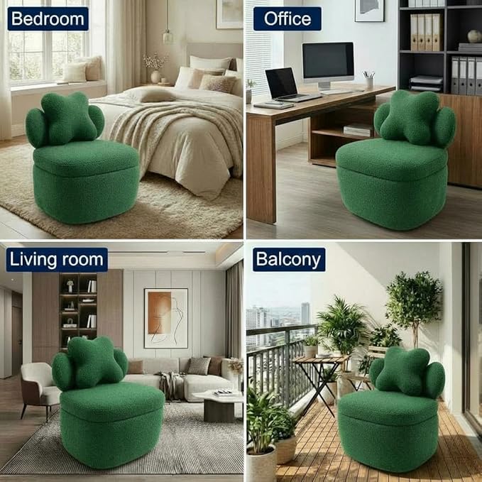 Teddy Velvet Swivel Accent Chair with Storage 360° Rotating Ergonomic Armchair Scratch-Resistant Upholstered Sofa Chair for Living Room Bedroom Nursery Apartment or Small Spaces 300 lbs Capacity