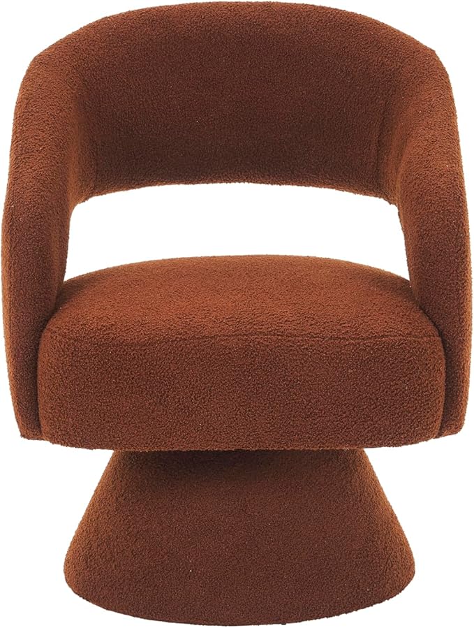 Swivel Accent Chair Armchair Round Barrel Chair in Fabric for Living Room BedroomBrown Teddy RO765
