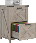 2 Drawer Small File Cabinet Farmhouse Vertical Filing Cabinet Fits Letter and A4 Size Under Desk Wooden File Cabinets for Home Office Printer Stand Grey