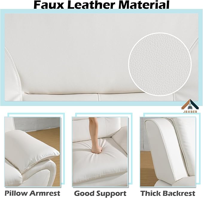 Living Room Furniture Set for Living Room Faux Leather Couch Sets Modern Couch for Apartment Home Office(3 Piece SetCream)