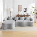 KEIKI 104.7 Cloud Sofa L-Shape Sectional Sofa with Curved Chaise Futon Sofa Couch Folding Mattress for Living Room Guest BedroomNo Assembly Required Light Gray