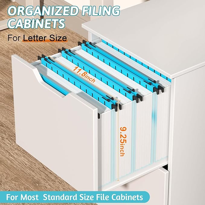 Plastic Hanging File Folder Extra Capacity12 Pack Reinforced Hang Folders with Heavy Duty 2 Inch ExpansionFiling Cabinet Folders Letter SizeHanging Organizer Designed for Bulky Files(Blue)