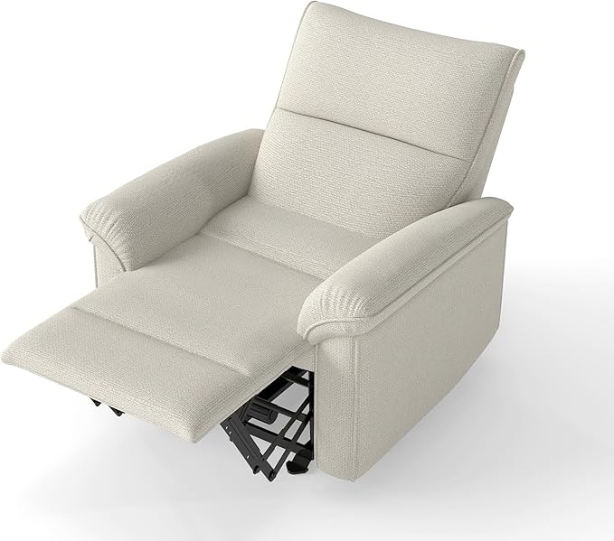 KEIKI Wall Hugger Recliner Chair Zero Wall Electric Recliner Chairs with USB Port Electric Recliner for Living Room Fabric Reclining Armchair for Small Space Beige