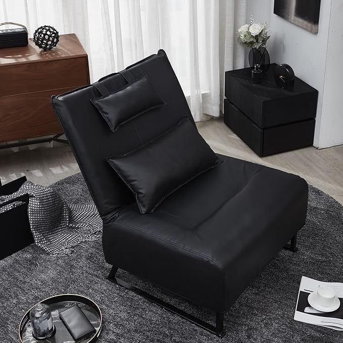 Accent Chair Tv Chair Living Room Chair Lazy Recliner Comfortable Fabric Leisure Sofa Modern High Back Armchair Balcony Study Reading Corner Chair Black