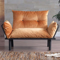 49 Mini Couch with Mattress Included Small Loveseat Sofa Chair for Small Space Oversized Accent Chair and a Half Metal Frame (Mustard)