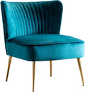 WO Home Furniture 25 Wide Tufted Velvet Accent Chair with Rust Resistant Golden Metal Legs Premium Quality Rust Resistant Seat for Your Den Living Room Bedroom Inside Area (Teal)