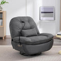 Power Recliner Sofa Chair 270 Degree Swivel Leisure Single Sofa with Button Control Wireless Speaker USB Ports Hidden Arm Storage Phone Holder for Living Room Grey Fabric (Without LED)