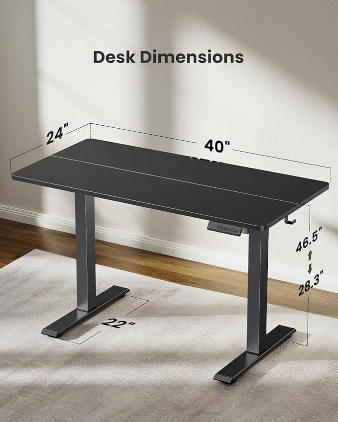 Marsail Electric Standing Desk Adjustable Height Stand up Desk 40 x 24 Inches Sit Stand Home Office Desk Computer Desk Black