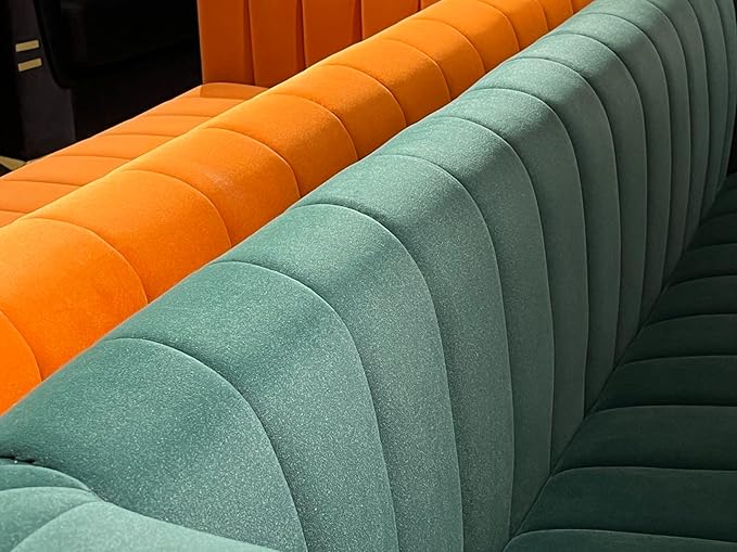 Emerald Green Velvet Couch 80 Inch Wide Mid-Century Modern Tufted Upholstered Sofa with Golden Leg 3 Seat Big Comfy Couch for Living Room