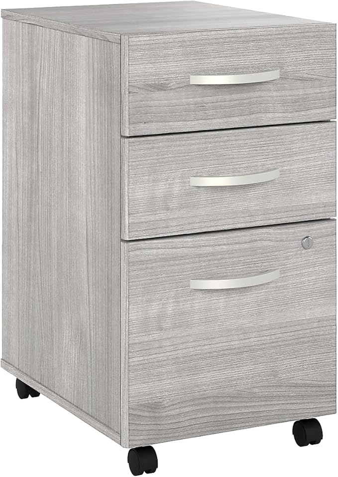 Bush Business Furniture Hybrid 3 Drawer Mobile File Cabinet-Assembled Platinum Gray