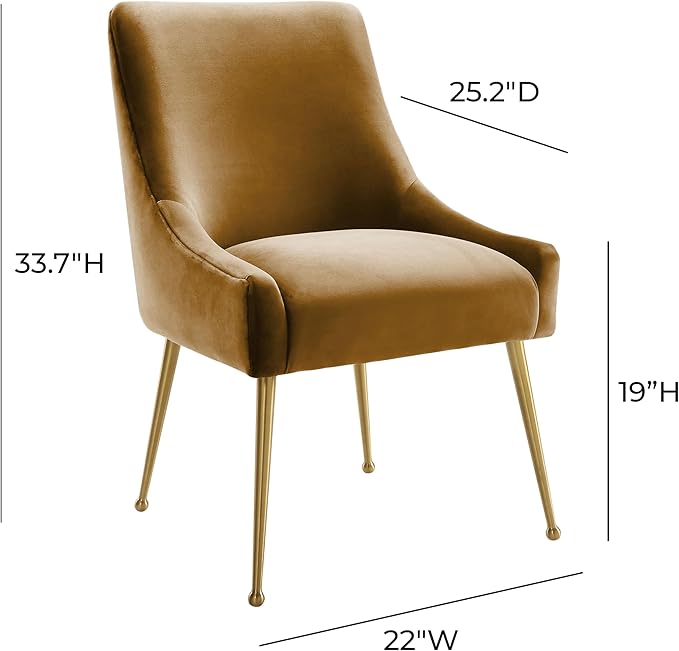 Tov Furniture Beatrix Velvet Upholstered Side Chair (Cognac)