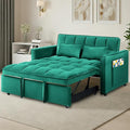 Dreamzie 3 in 1 Convertible Sleeper Sofa Bed 55'' Loveseat Sleeper Sofa Pull Out Couch Bed with Side Pocket &amp Adjustable Backrest for Living Room Velvet Fabric Green