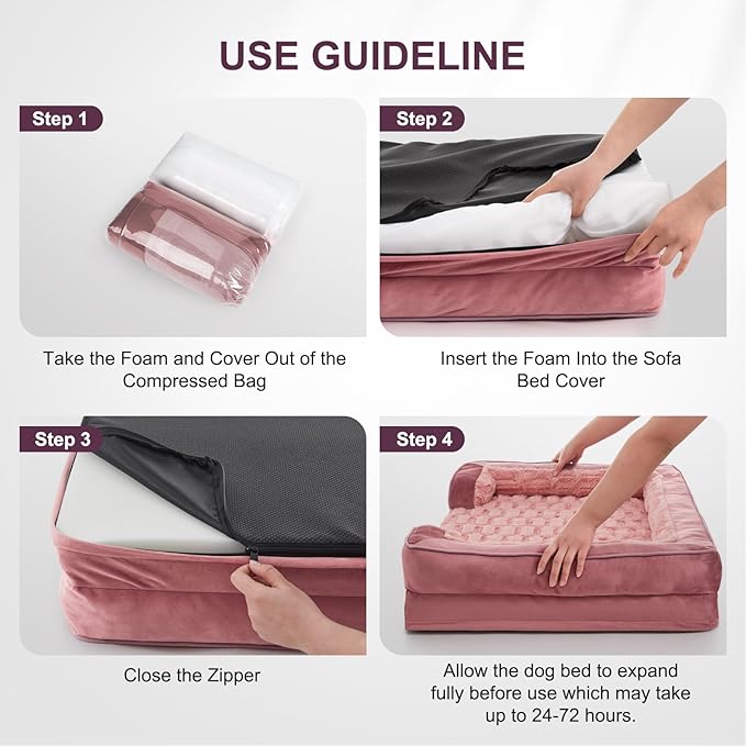 FURTIME Orthopedic Dog Beds for Large Dogs Washable Dog Couch with Ultra Comfy Supportive Foam High-Density Egg Crate Foam with Removable Cover Pet Sofa Bed Waterproof Nonskid Bottom