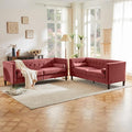 Kingfun Livingroom Furniture Sets Loveseat &amp 3 Seater Velvet Loveseat Couch Mid-Century Sofa Bolster Pillows Button Tufted Love Seats Toolless Assembly Pink