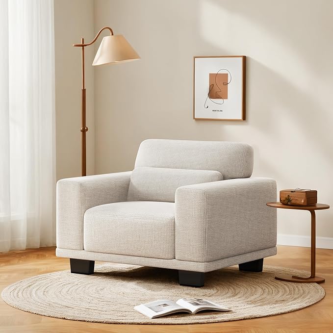Pipishell Modern Accent Chair Oversized Armchair with Wide Seat Armrests &amp Thick Cushion Reading Chairs Comfy Arm Chair Removable Sofa Cushion and CoverEasy to Install