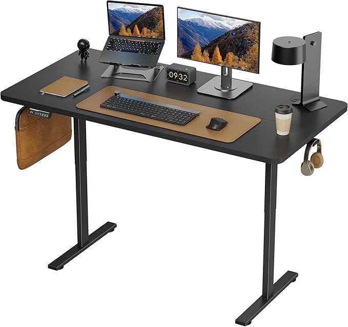 Simple Deluxe Electric Standing Desk Adjustable Height Stand up Desks 24x55 Inches Sit Stand up Desk with Cable Management Ergonomic Rising Computer Table with Memory Preset Black