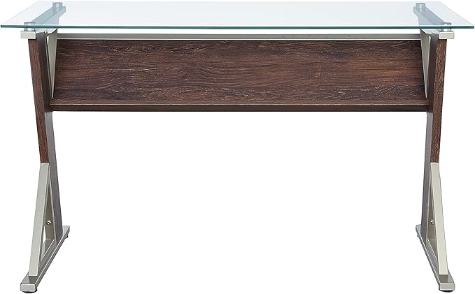 OSP Home Furnishings Zenos 48 Inch Desk with Floating Glass Top Traditional Cherry