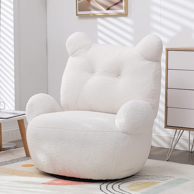 Swivel Accent Chair Short Plush Particle Velvet Armchair360 Degree Swivel Barrel Chair for Living Room Hotel Bedroom Office Lounge
