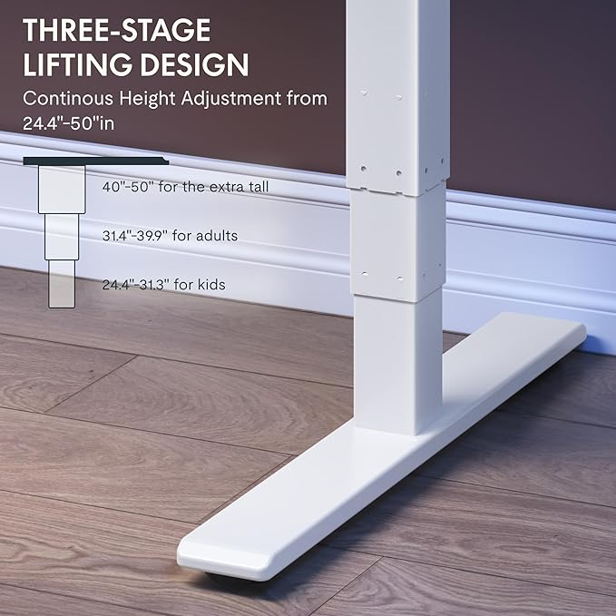FLEXISPOT E6 Gaming Standing Desk 55x28 in Electric Adjustable Height for MOBA Games Computer Desk for Home Office Gamer with Dual Motors Whole Piece Top (White Frame + Black Top)