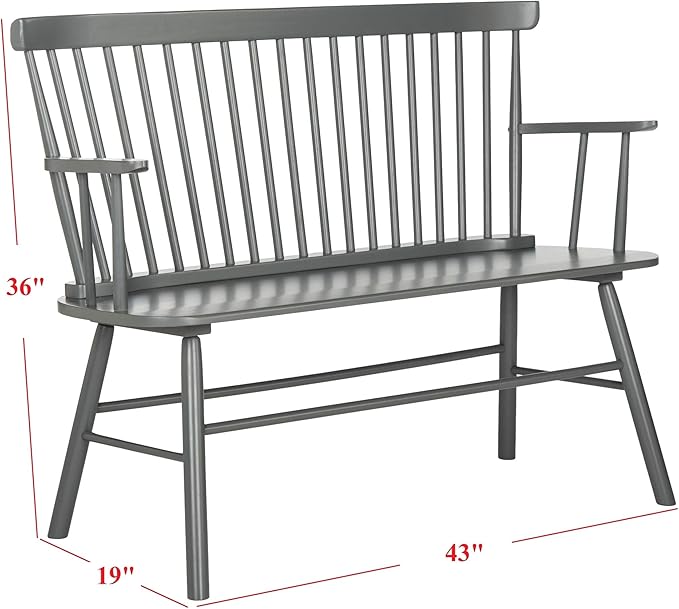 Spindleback Settee - 48 X 22.4 36 Grey Solid Colonial Country Farmhouse Rubberwood Wood