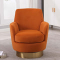 Velvet Swivel Accent Chairs for Living RoomComfy Swivel Barrel Chair with Foam Cushion Round Swivel Chair &amp Boucle Swivel Chair with High Back Round Armrest Gold Base (Orange 2)