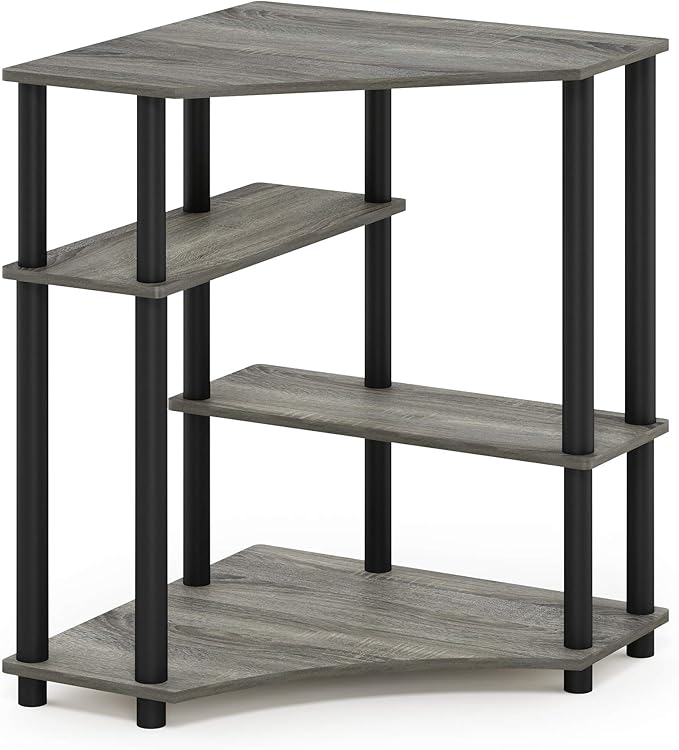 Furinno TURN-N-TUBE Desk Gaming Desk with Shelves Corner Computer Desk with Shelves Office Desk Space Saving For Home Office Bedroom French Oak