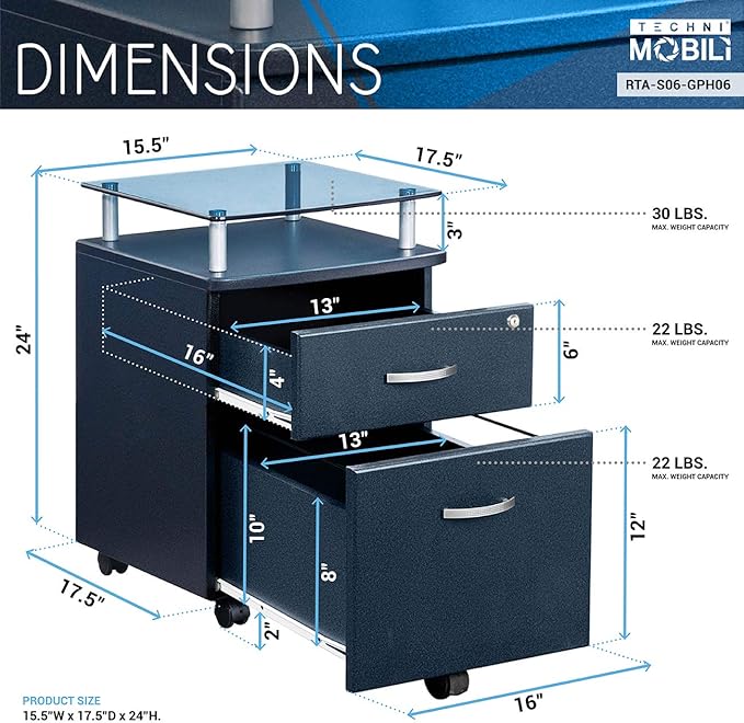 2 Drawer Small File Cabinet with Lock Modern Farmhouse Under Desk Locking Drawers Storage Cabinet Organizer for Home Office Filing FurnitureDarkgrey