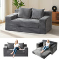 Convertible Sofa Bed Boneless Couch Loveseat Sleeper 2 in 1 Folding Couch Bed Fold Out Comfy Floor Futon Sofa with Pillows for Living Room Bedroom Grey