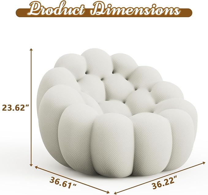 36 Funky Bubble Couch with 3D Honeycomb Shape Design Mesh Fabric Bubble Sofa Ergonomic Mini Floor Sofa for Bedroom Living Room Apartment Small Space (Beige Couch)