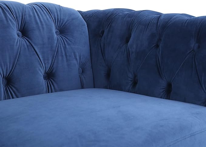 LEVNARY Three-Seat Velvet Sofa Large Sofa Classic Tufted Chesterfield Settee Modern 3 Seater Couch Furniture Tufted Back for Living Room Blue