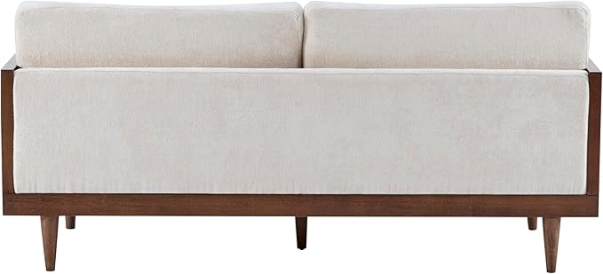 Merax 72 Spacious 2-Seater Sofa Couch with Armrests Cane Rattan Wooden Frame Loveseat Sofa for Living Rooms Bedrooms Apartment Office (Walnut+Beige)