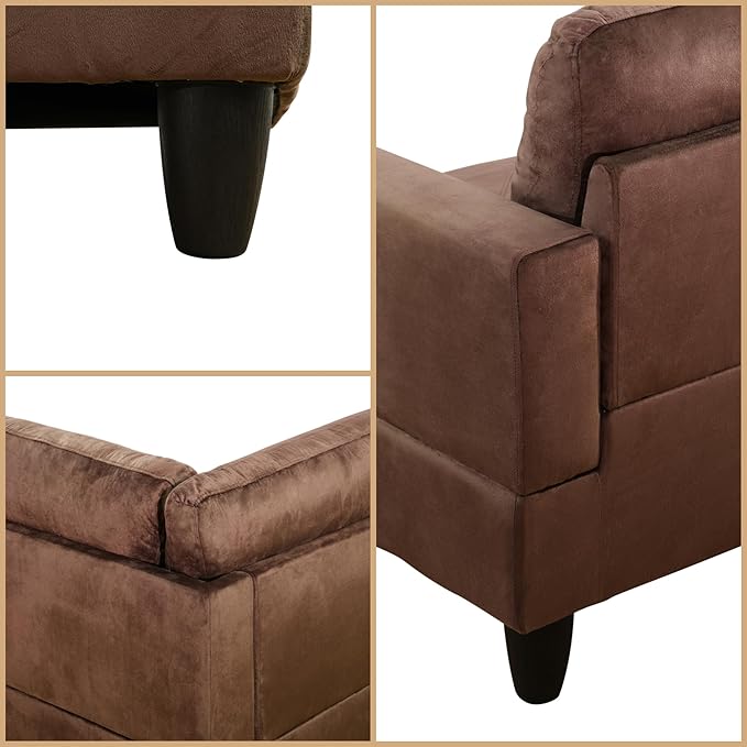 L Shaped Couch Modular Sectional Sofa with Chaise Modern Modular Sofas Furniture Sofa Couches for Living Room/Apartment/Office/Bedroom Brown