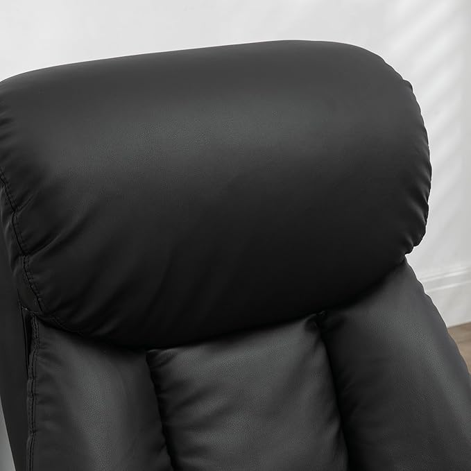HOMCOM Swivel Recliner Chair PU Leather Reclining Chair with Retractable Footrest Padded Arms for Living Room -Black