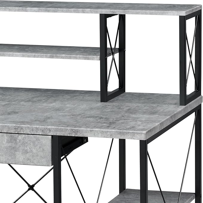 All-Purpose Gray Writing Desk - Compact Computer Desk for Home Office