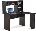 ivinta L Shaped Office Desk with Storage Shelves 47.2 Modern Corner Computer Desk with Storage hutch for Gaming Writing Study Wrok Small Home Office Table for Bedroom Living Room 7194 (Dark Brown)