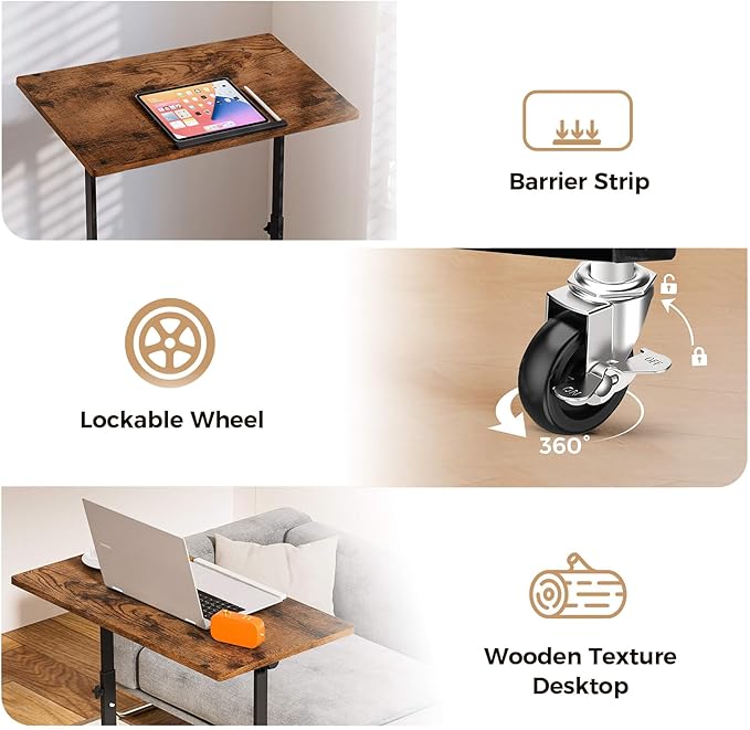 COMHOMA Small Standing Desk Adjustable Height &amp Tiltable Tabletop Mobile Stand Up Desk for Laptop Portable Computer Table for Home Office Work and Walking Pad Treadmill Height 30.7-46.4 Brow